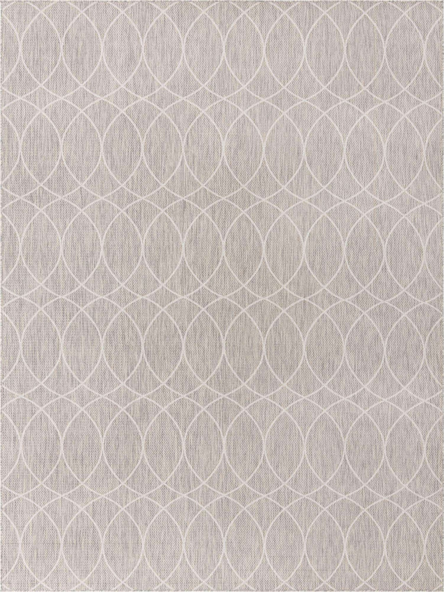Light Gray 9' x 12' Outdoor Trellis Rectangle Area Rug Weather Resistant for Patio, Deck, Terrace, Balcony, Porch Geometric Design Water Safe Outside Carpet for Sale at Rug Engine