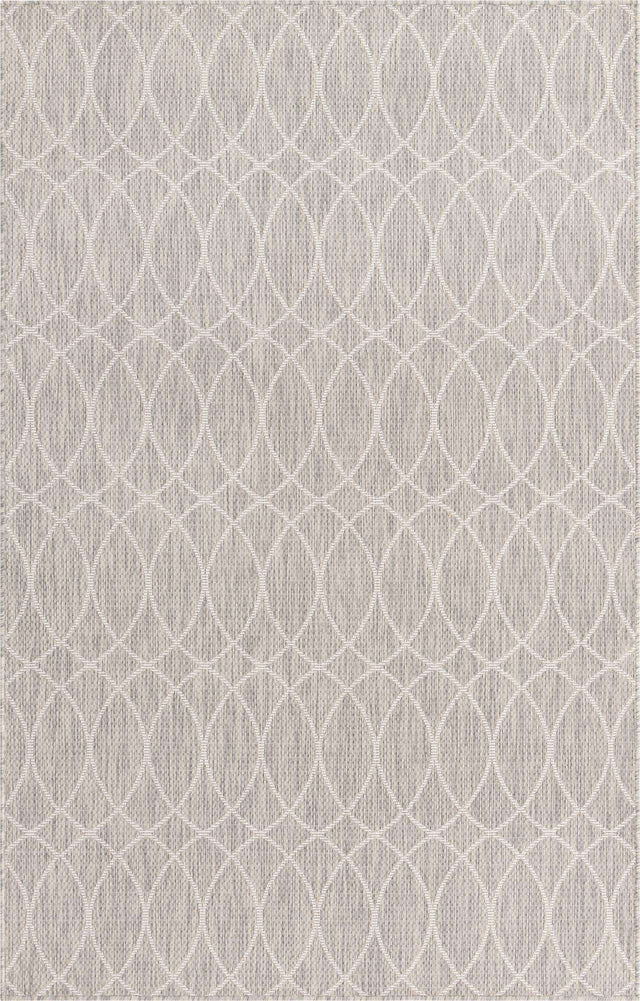 Light Gray 5' 3 x 8' Outdoor Trellis Rectangle Area Rug Weather Resistant for Patio, Deck, Terrace, Balcony, Porch Geometric Design Water Safe Outside Carpet for Sale at Rug Engine