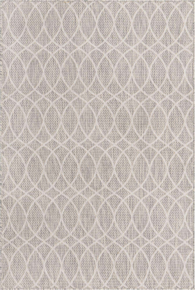 Light Gray 4' 1 x 6' 1 Outdoor Trellis Rectangle Area Rug Weather Resistant for Patio, Deck, Terrace, Balcony, Porch Geometric Design Water Safe Outside Carpet for Sale at Rug Engine