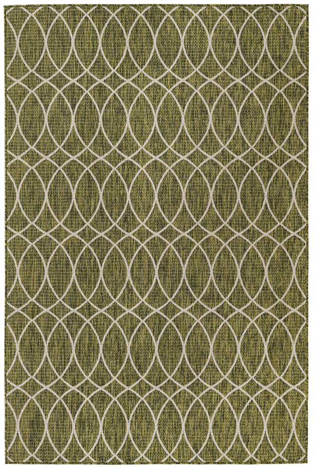Green 5' 3 x 8' Outdoor Trellis Rectangle Area Rug Weather Resistant for Patio, Deck, Terrace, Balcony, Porch Geometric Design Water Safe Outside Carpet for Sale at Rug Engine