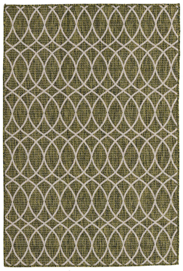 Green 4' 1 x 6' 1 Outdoor Trellis Rectangle Area Rug Weather Resistant for Patio, Deck, Terrace, Balcony, Porch Geometric Design Water Safe Outside Carpet for Sale at Rug Engine