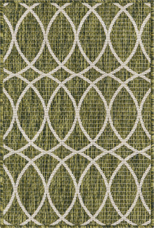 Green 2' x 3' 1 Outdoor Trellis Rectangle Area Rug Weather Resistant for Patio, Deck, Terrace, Balcony, Porch Geometric Design Water Safe Outside Carpet for Sale at Rug Engine