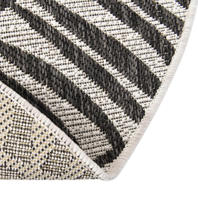 Charcoal Ivory 4' 1 x 4' 1 Outdoor Botanical Round Area Rug Weather Resistant for Patio, Deck, Terrace, Balcony, Porch Polypropylene Garden Floral Tropical Carpet for Sale at Rug Engine