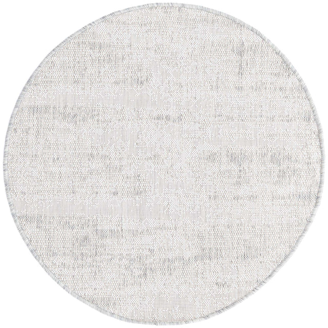 Gray 3' 1 x 3' 1 Outdoor Modern Round Area Rug Weather Resistant for Patio, Deck, Terrace, Balcony, Porch 100% Polypropylene Modern Outside Carpet for Sale at Rug Engine