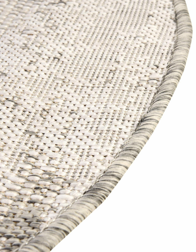 Gray 4' 1 x 4' 1 Outdoor Modern Round Area Rug Weather Resistant for Patio, Deck, Terrace, Balcony, Porch 100% Polypropylene Modern Outside Carpet for Sale at Rug Engine