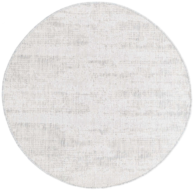 Gray 4' 1 x 4' 1 Outdoor Modern Round Area Rug Weather Resistant for Patio, Deck, Terrace, Balcony, Porch 100% Polypropylene Modern Outside Carpet for Sale at Rug Engine