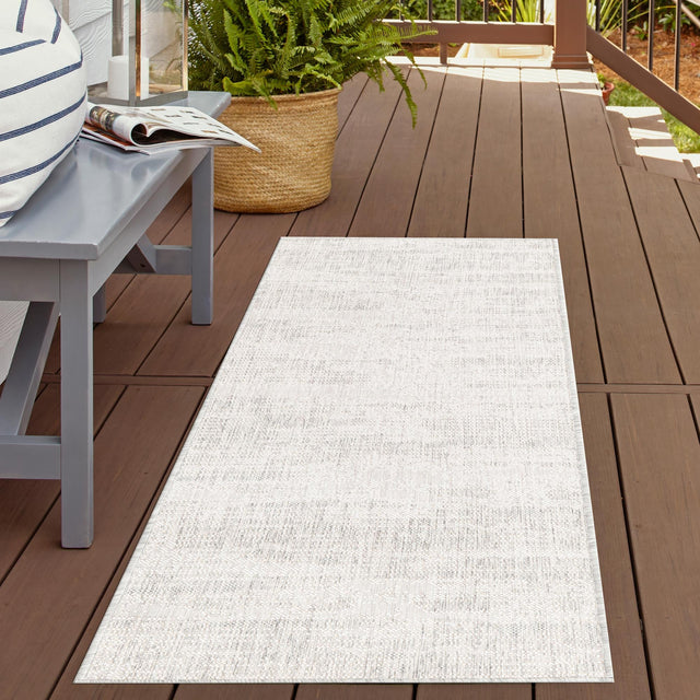 Gray 2' x 8' Outdoor Modern Runner Area Rug Weather Resistant for Patio, Deck, Terrace, Balcony, Porch 100% Polypropylene Modern Outside Carpet for Sale at Rug Engine