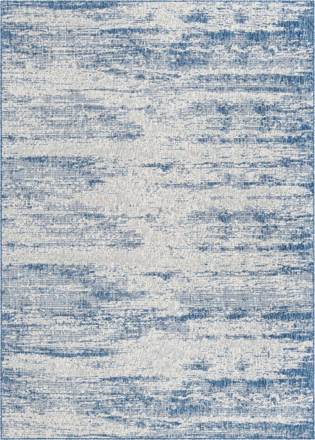 Blue 7' 10 x 11' Outdoor Modern Rectangle Area Rug Weather Resistant for Patio, Deck, Terrace, Balcony, Porch 100% Polypropylene Modern Outside Carpet for Sale at Rug Engine