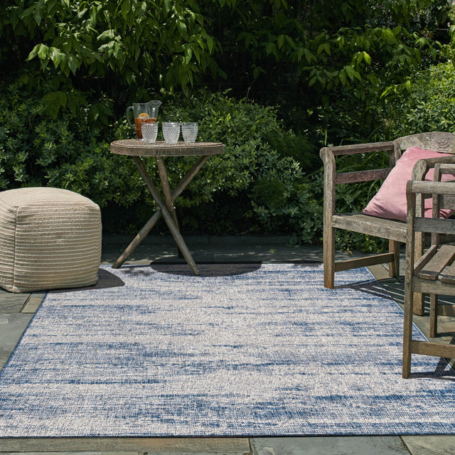 Blue 7' 10 x 11' Outdoor Modern Rectangle Area Rug Weather Resistant for Patio, Deck, Terrace, Balcony, Porch 100% Polypropylene Modern Outside Carpet for Sale at Rug Engine