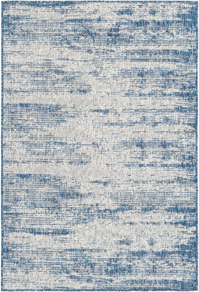 Blue 4' 1 x 6' 1 Outdoor Modern Rectangle Area Rug Weather Resistant for Patio, Deck, Terrace, Balcony, Porch 100% Polypropylene Modern Outside Carpet for Sale at Rug Engine