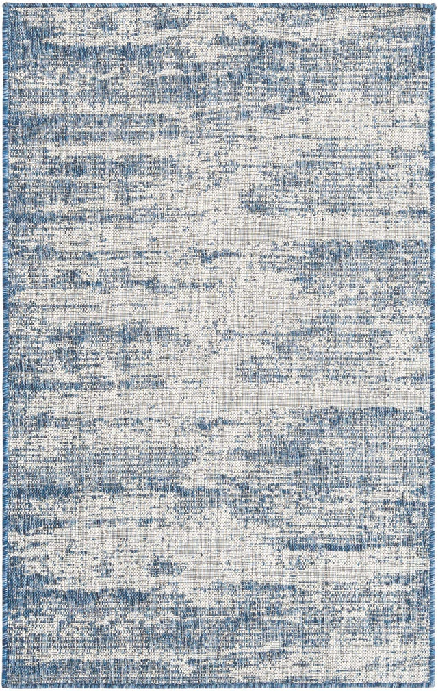 Blue 3' 1 x 5' 3 Outdoor Modern Rectangle Area Rug Weather Resistant for Patio, Deck, Terrace, Balcony, Porch 100% Polypropylene Modern Outside Carpet for Sale at Rug Engine