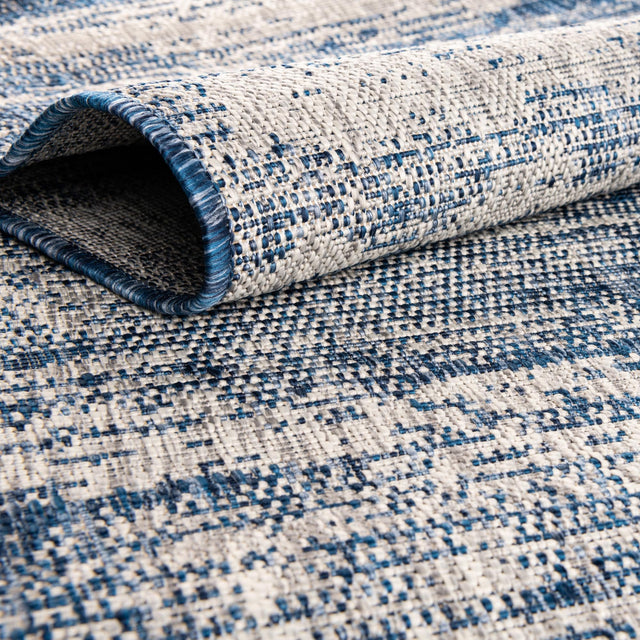 Blue 10' x 10' Outdoor Modern Round Area Rug Weather Resistant for Patio, Deck, Terrace, Balcony, Porch 100% Polypropylene Modern Outside Carpet for Sale at Rug Engine