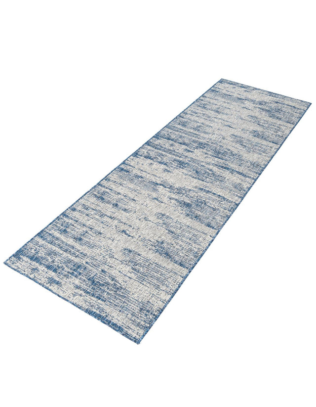 Blue 2' 7 x 10' Outdoor Modern Runner Area Rug Weather Resistant for Patio, Deck, Terrace, Balcony, Porch 100% Polypropylene Modern Outside Carpet for Sale at Rug Engine