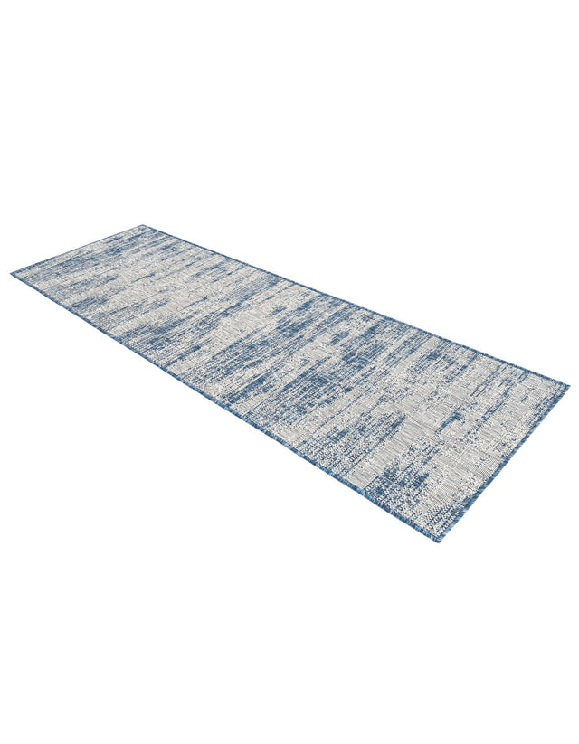Blue 2' x 8' Outdoor Modern Runner Area Rug Weather Resistant for Patio, Deck, Terrace, Balcony, Porch 100% Polypropylene Modern Outside Carpet for Sale at Rug Engine