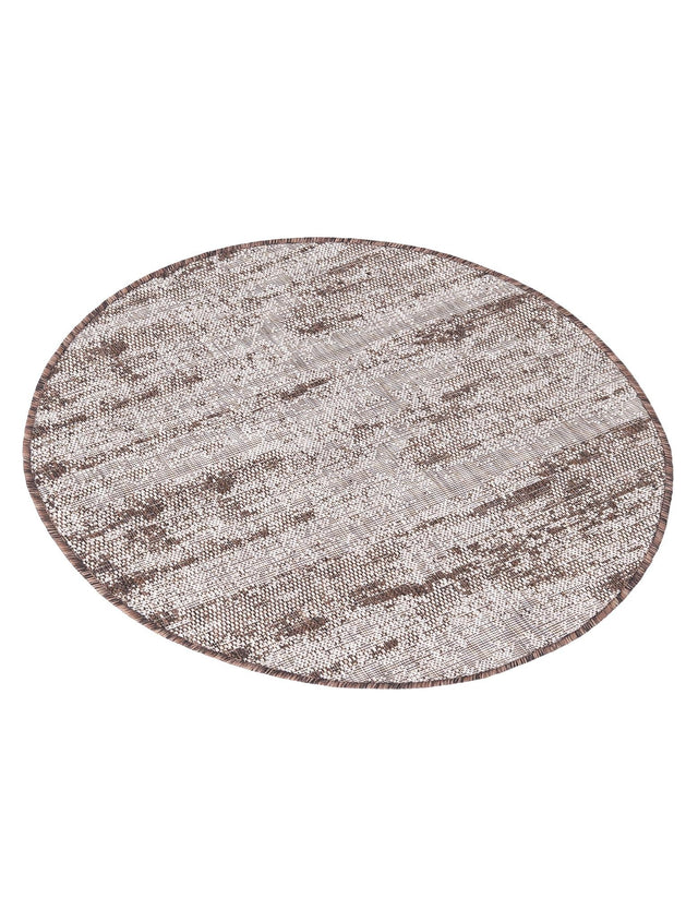 Brown 3' 1 x 3' 1 Outdoor Modern Round Area Rug Weather Resistant for Patio, Deck, Terrace, Balcony, Porch 100% Polypropylene Modern Outside Carpet for Sale at Rug Engine