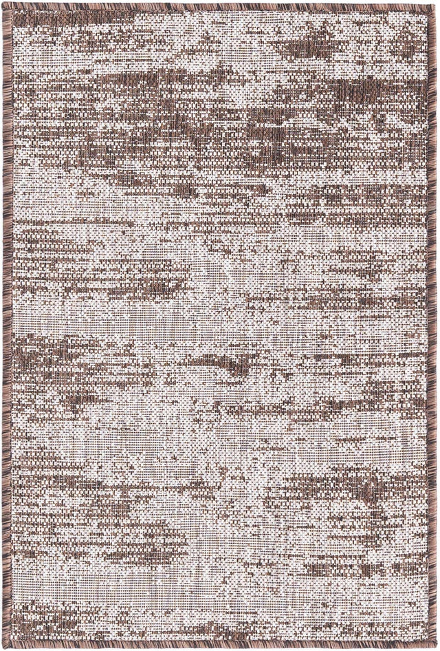 Brown 2' x 3' 1 Outdoor Modern Rectangle Area Rug Weather Resistant for Patio, Deck, Terrace, Balcony, Porch 100% Polypropylene Modern Outside Carpet for Sale at Rug Engine