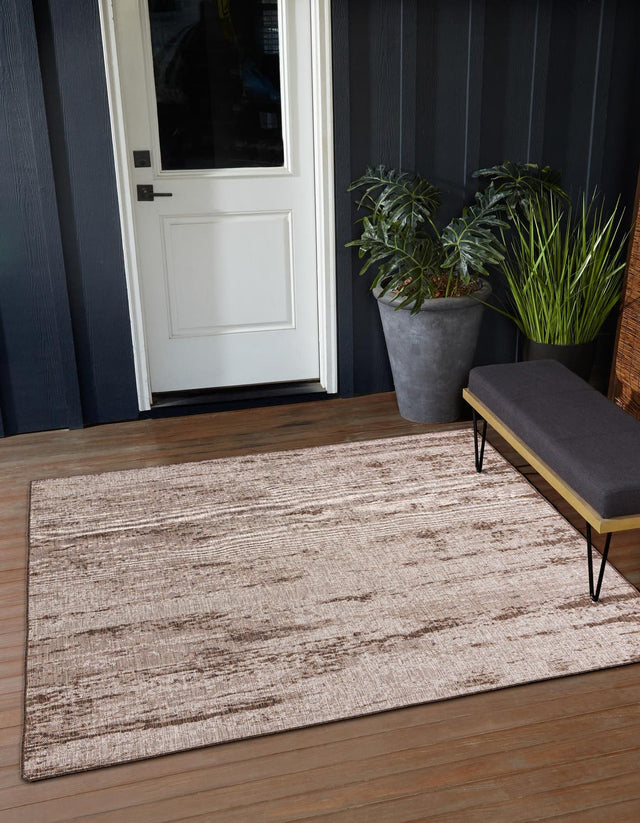 Brown 10' x 10' Outdoor Modern Square Area Rug Weather Resistant for Patio, Deck, Terrace, Balcony, Porch 100% Polypropylene Modern Outside Carpet for Sale at Rug Engine