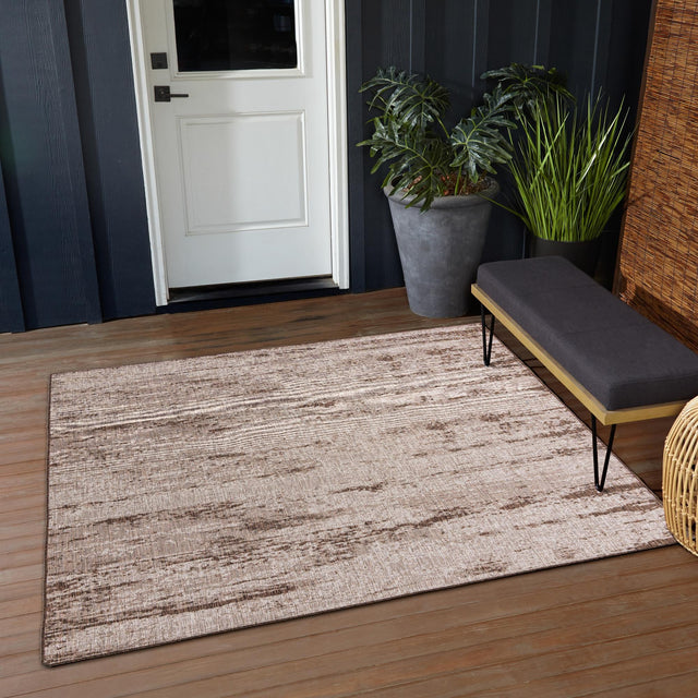 Brown 10' x 10' Outdoor Modern Square Area Rug Weather Resistant for Patio, Deck, Terrace, Balcony, Porch 100% Polypropylene Modern Outside Carpet for Sale at Rug Engine