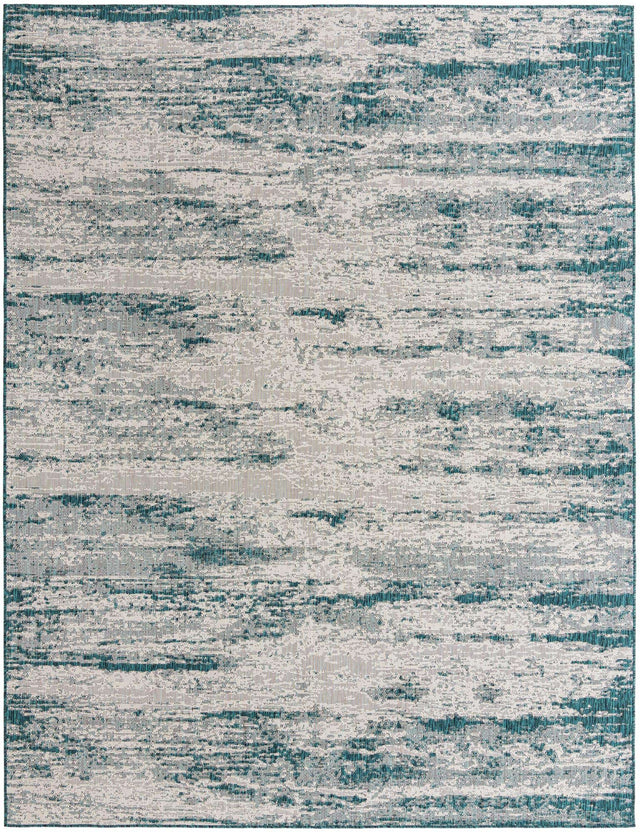 Teal 9' x 12' Outdoor Modern Rectangle Area Rug Weather Resistant for Patio, Deck, Terrace, Balcony, Porch 100% Polypropylene Modern Outside Carpet for Sale at Rug Engine