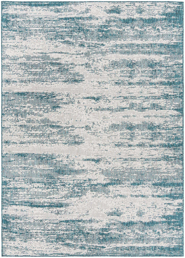 Teal 7' 10 x 11' Outdoor Modern Rectangle Area Rug Weather Resistant for Patio, Deck, Terrace, Balcony, Porch 100% Polypropylene Modern Outside Carpet for Sale at Rug Engine