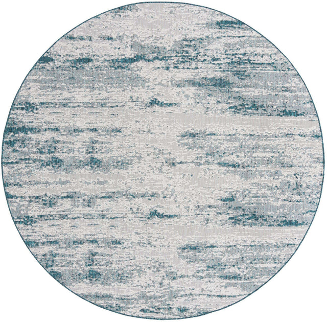 Teal 10' x 10' Outdoor Modern Round Area Rug Weather Resistant for Patio, Deck, Terrace, Balcony, Porch 100% Polypropylene Modern Outside Carpet for Sale at Rug Engine