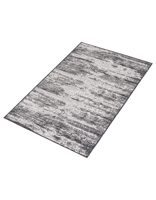 Charcoal 4' 1 x 6' 1 Outdoor Modern Rectangle Area Rug Weather Resistant for Patio, Deck, Terrace, Balcony, Porch 100% Polypropylene Modern Outside Carpet for Sale at Rug Engine