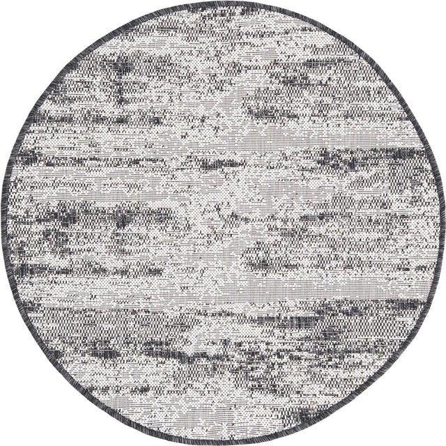Charcoal 3' 1 x 3' 1 Outdoor Modern Round Area Rug Weather Resistant for Patio, Deck, Terrace, Balcony, Porch 100% Polypropylene Modern Outside Carpet for Sale at Rug Engine
