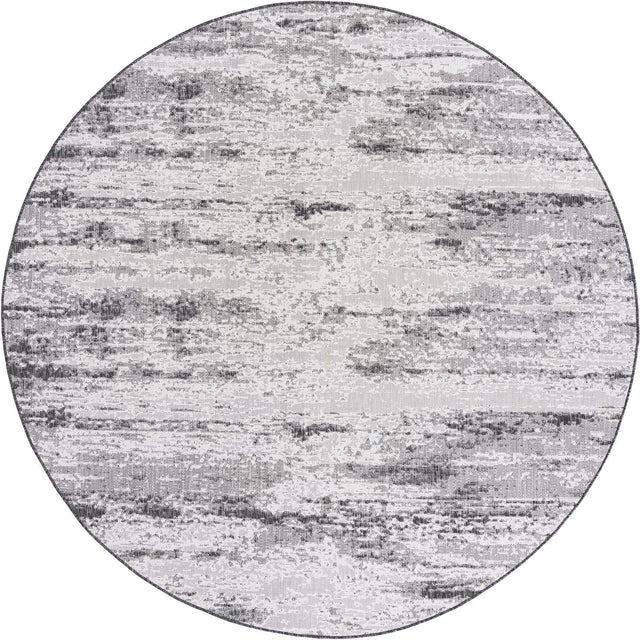 Charcoal 10' x 10' Outdoor Modern Round Area Rug Weather Resistant for Patio, Deck, Terrace, Balcony, Porch 100% Polypropylene Modern Outside Carpet for Sale at Rug Engine