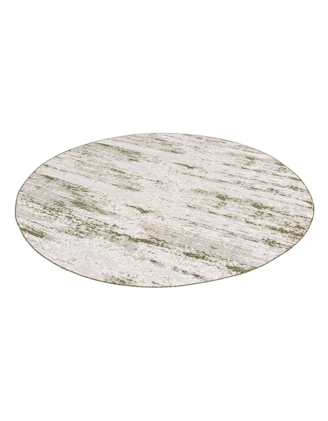 Green 10' x 10' Outdoor Modern Round Area Rug Weather Resistant for Patio, Deck, Terrace, Balcony, Porch 100% Polypropylene Modern Outside Carpet for Sale at Rug Engine