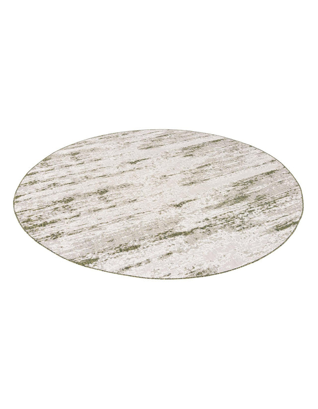 Green 10' x 10' Outdoor Modern Round Area Rug Weather Resistant for Patio, Deck, Terrace, Balcony, Porch 100% Polypropylene Modern Outside Carpet for Sale at Rug Engine