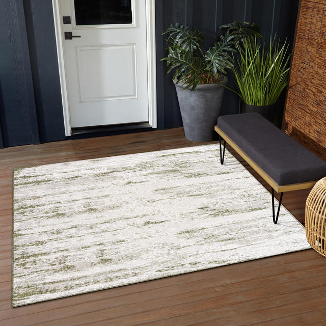 Green 10' x 10' Outdoor Modern Square Area Rug Weather Resistant for Patio, Deck, Terrace, Balcony, Porch 100% Polypropylene Modern Outside Carpet for Sale at Rug Engine