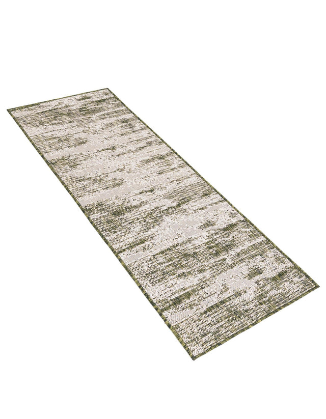 Green 2' x 6' 1 Outdoor Modern Runner Area Rug Weather Resistant for Patio, Deck, Terrace, Balcony, Porch 100% Polypropylene Modern Outside Carpet for Sale at Rug Engine