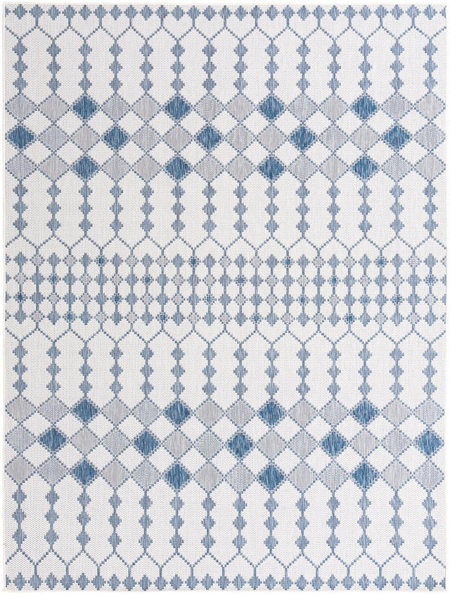 Ivory 9' x 12' Outdoor Trellis Rectangle Area Rug Weather Resistant for Patio, Deck, Terrace, Balcony, Porch Geometric Design Water Safe Outside Carpet for Sale at Rug Engine