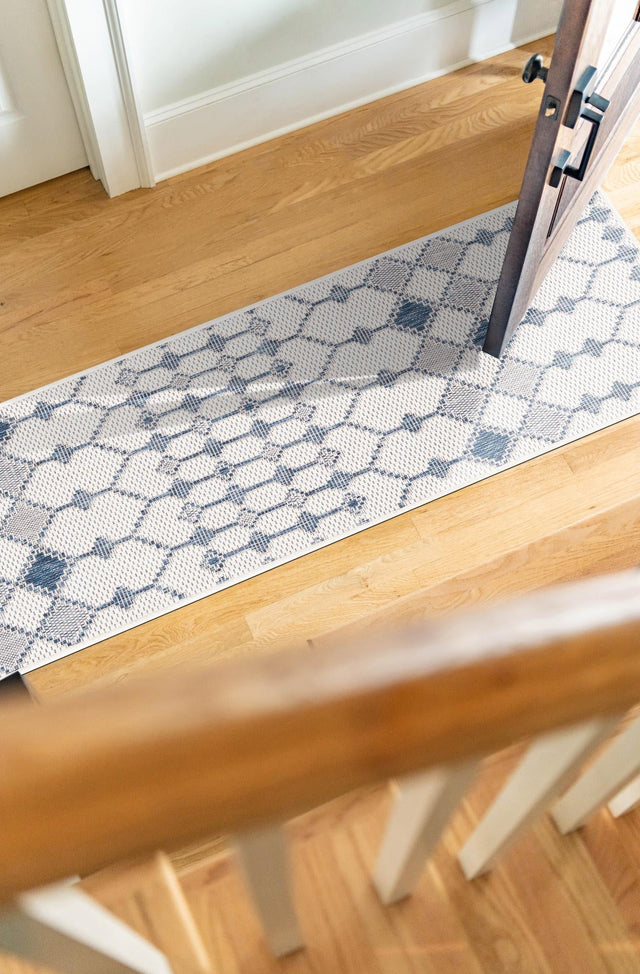 Ivory 2' 7 x 10' Outdoor Trellis Runner Area Rug Weather Resistant for Patio, Deck, Terrace, Balcony, Porch Geometric Design Water Safe Outside Carpet for Sale at Rug Engine