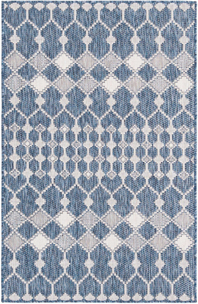 Blue 3' 1 x 5' 3 Outdoor Trellis Rectangle Area Rug Weather Resistant for Patio, Deck, Terrace, Balcony, Porch Geometric Design Water Safe Outside Carpet for Sale at Rug Engine