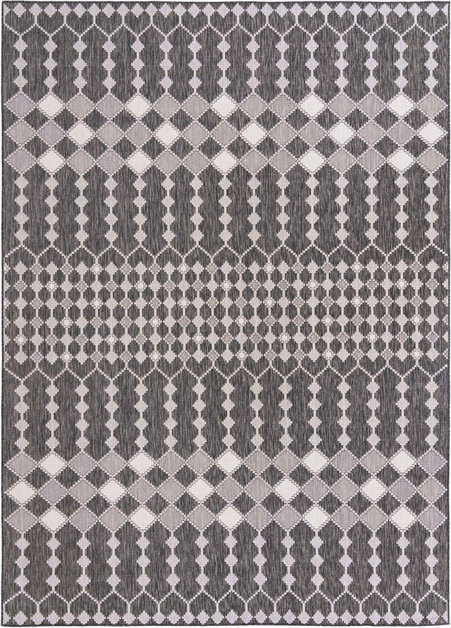 Charcoal 10' x 14' 1 Outdoor Trellis Rectangle Area Rug Weather Resistant for Patio, Deck, Terrace, Balcony, Porch Geometric Design Water Safe Outside Carpet for Sale at Rug Engine