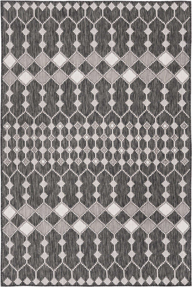 Charcoal 5' 3 x 8' Outdoor Trellis Rectangle Area Rug Weather Resistant for Patio, Deck, Terrace, Balcony, Porch Geometric Design Water Safe Outside Carpet for Sale at Rug Engine