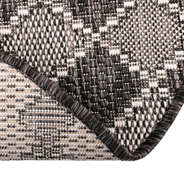 Charcoal 3' 1 x 3' 1 Outdoor Trellis Round Area Rug Weather Resistant for Patio, Deck, Terrace, Balcony, Porch Geometric Design Water Safe Outside Carpet for Sale at Rug Engine