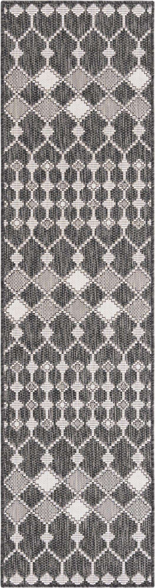 Charcoal 2' x 8' Outdoor Trellis Runner Area Rug Weather Resistant for Patio, Deck, Terrace, Balcony, Porch Geometric Design Water Safe Outside Carpet for Sale at Rug Engine