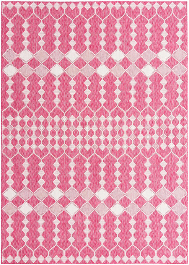 Magenta 7' 10 x 11' Outdoor Trellis Rectangle Area Rug Weather Resistant for Patio, Deck, Terrace, Balcony, Porch Geometric Design Water Safe Outside Carpet for Sale at Rug Engine