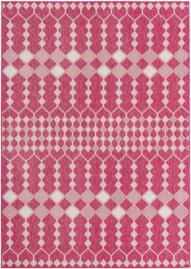 Magenta 7' 10 x 11' Outdoor Trellis Rectangle Area Rug Weather Resistant for Patio, Deck, Terrace, Balcony, Porch Geometric Design Water Safe Outside Carpet for Sale at Rug Engine