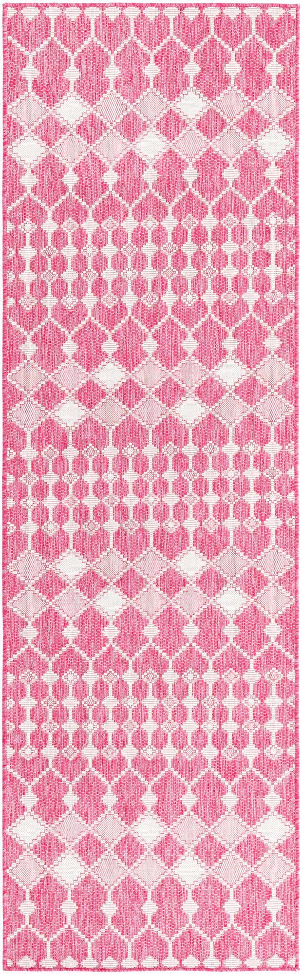 Magenta 2' 7 x 10' Outdoor Trellis Runner Area Rug Weather Resistant for Patio, Deck, Terrace, Balcony, Porch Geometric Design Water Safe Outside Carpet for Sale at Rug Engine