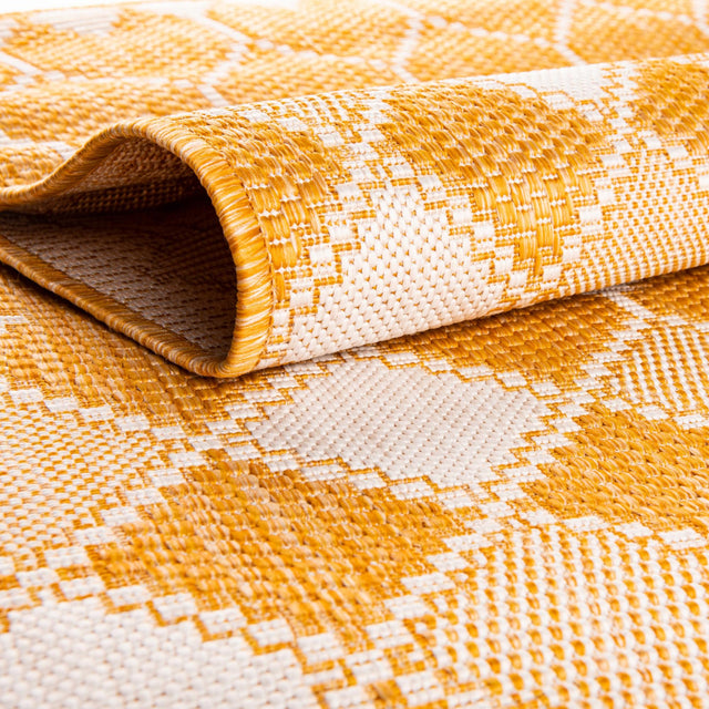 Yellow 5' 3 x 8' Outdoor Trellis Rectangle Area Rug Weather Resistant for Patio, Deck, Terrace, Balcony, Porch Geometric Design Water Safe Outside Carpet for Sale at Rug Engine