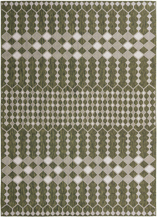 Green 10' x 14' 1 Outdoor Trellis Rectangle Area Rug Weather Resistant for Patio, Deck, Terrace, Balcony, Porch Geometric Design Water Safe Outside Carpet for Sale at Rug Engine