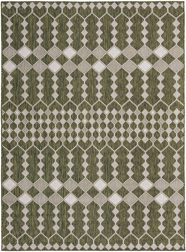 Green 7' 10 x 11' Outdoor Trellis Rectangle Area Rug Weather Resistant for Patio, Deck, Terrace, Balcony, Porch Geometric Design Water Safe Outside Carpet for Sale at Rug Engine