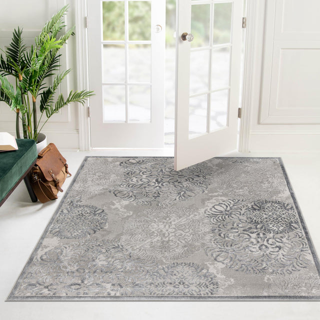 Gray 5' 3 x 5' 3 Aberdeen Square Area Rug 60% Polypropylene & 40% Polyester Living Dining Office Room Carpet for Sale at Rug Engine