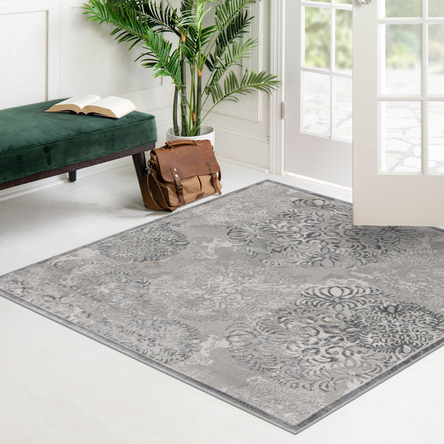 Gray 5' 3 x 5' 3 Aberdeen Square Area Rug 60% Polypropylene & 40% Polyester Living Dining Office Room Carpet for Sale at Rug Engine