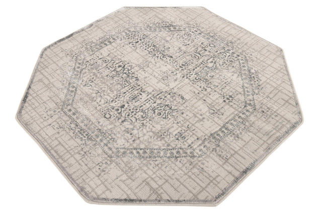 Gray 4' x 4' Aberdeen Octagon Area Rug 60% Polypropylene & 40% Polyester Living Dining Office Room Carpet for Sale at Rug Engine