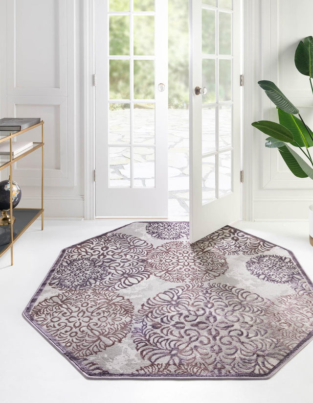 Violet 4' x 4' Aberdeen Octagon Area Rug 60% Polypropylene & 40% Polyester Living Dining Office Room Carpet for Sale at Rug Engine