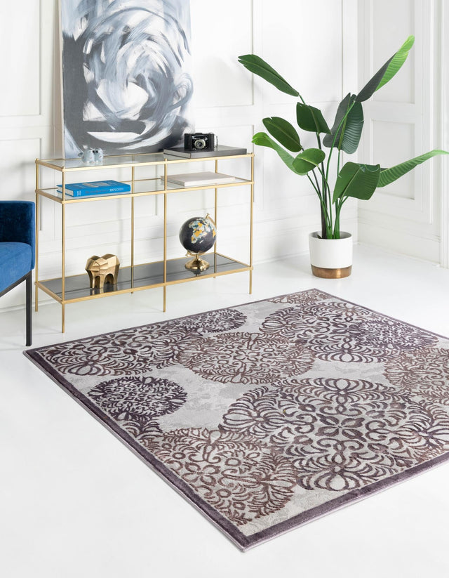 Violet 5' 3 x 5' 3 Aberdeen Square Area Rug 60% Polypropylene & 40% Polyester Living Dining Office Room Carpet for Sale at Rug Engine